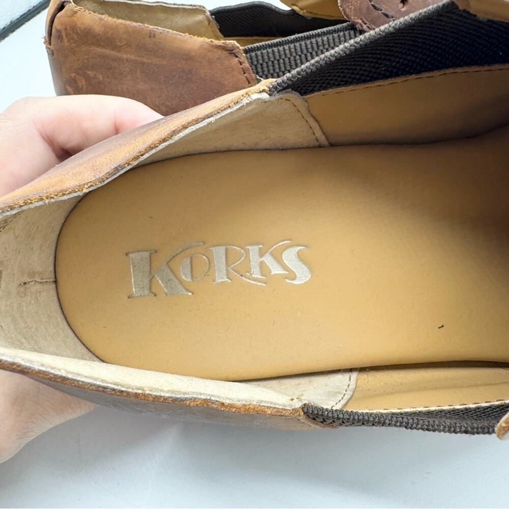 Korks Gertrude Double Gore Slip On Low Stacked Heel Mule‎ Shoes Brown Size 10 - Picture 10 of 10